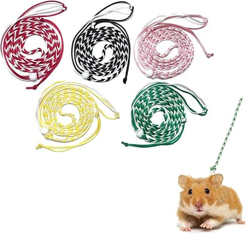 5 Pack Adjustable Hamster Harness and Leash Set, Soft Rat Harness Rat Leash, Small Animal Walking Vest Lead for Hamster, Rat, Mouse, Ferret, Chinchilla, Rabbit, Guinea Pig, Squirrel, 55 Inch in Kuwait