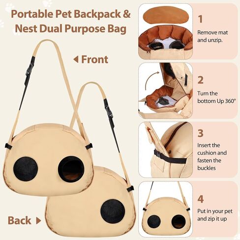 Cross-Body Pet Carrier Bag, Ergonomic Hands-Free Puppy & Cat Sling Nest for Travel, Hiking & Vet Visits, Breathable & Lightweight Soft Pet Carrying Pouch for Small Dogs & Cats Up to 22 lbs in Kuwait