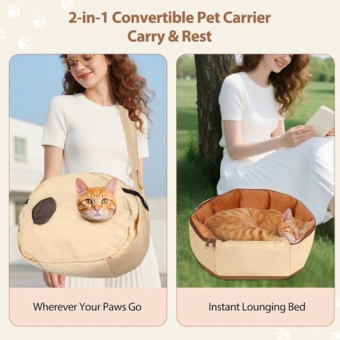 Cross-Body Pet Carrier Bag, Ergonomic Hands-Free Puppy & Cat Sling Nest for Travel, Hiking & Vet Visits, Breathable & Lightweight Soft Pet Carrying Pouch for Small Dogs & Cats Up to 22 lbs in Kuwait