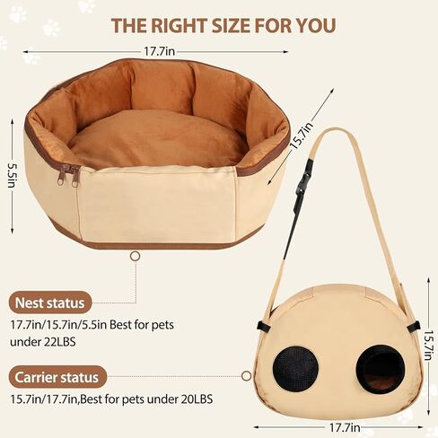 Cross-Body Pet Carrier Bag, Ergonomic Hands-Free Puppy & Cat Sling Nest for Travel, Hiking & Vet Visits, Breathable & Lightweight Soft Pet Carrying Pouch for Small Dogs & Cats Up to 22 lbs in Kuwait