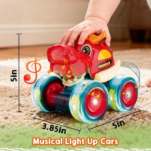 Kimicare 3 Pack Monster Truck Toy,Light Up Cars for Boys,Animal Toy Cars for Toddlers with Shark Bull Crocodile,Musical Press & Go Trucks for Kids,Christmas Birthday Gift for Boy in Saudi Arabia