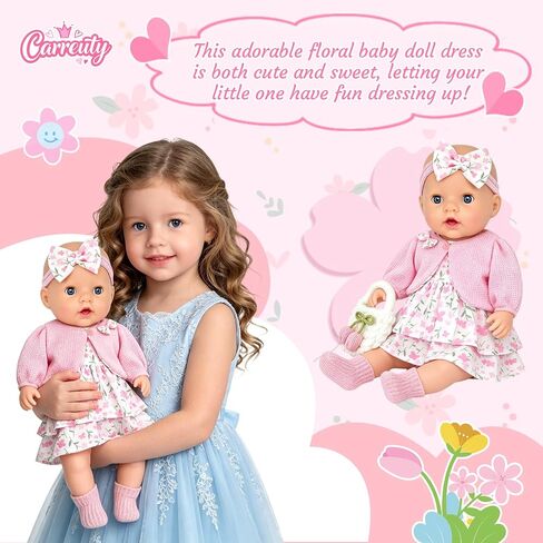 6 Pcs Baby Doll Clothes Set for 14-18 inch Dolls, Pink Sweet Doll Clothing in Kuwait