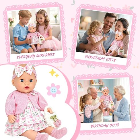 6 Pcs Baby Doll Clothes Set for 14-18 inch Dolls, Pink Sweet Doll Clothing in Kuwait