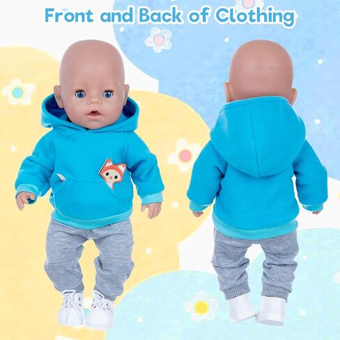 Baby Doll Clothes for 18 Inch Dolls, 2-Piece Hoodies & Pants Outfits in Kuwait