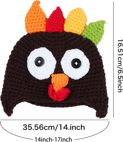 Baby Thanksgiving Turkey Hat Brown Knitted Cap Infant Toddler Costume in Kuwait