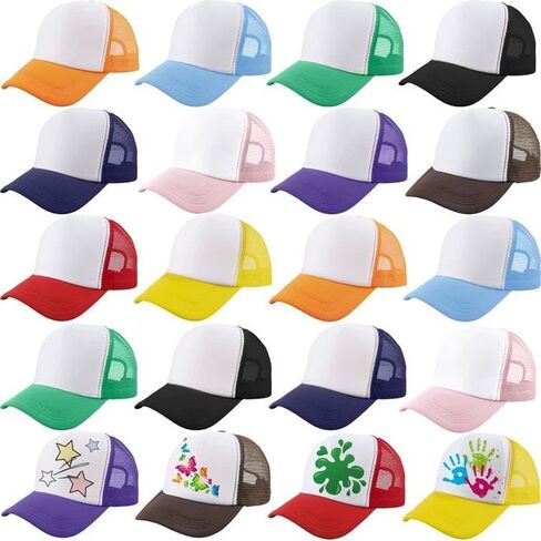 20 Pack Adult Summer Baseball Caps Bulk Sublimation Trucker Hats DIY Blank Trucker Cap for Fishing Outdoor Sports (Color Set 3) in Saudi Arabia