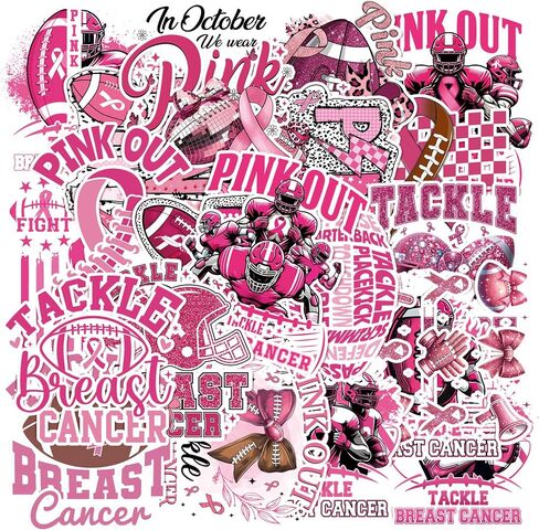 36 Pcs Breast Cancer Awareness Iron on Transfers DTF Football in Kuwait