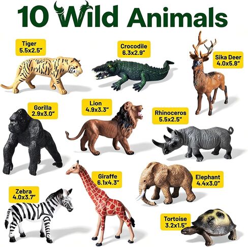 10 Pcs Realistic Large Wild Animal Figures for Kids 3+ in Kuwait