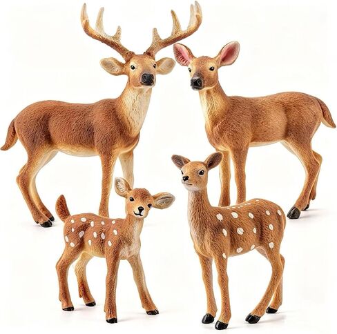 4PCS White Tailed Deer Figurines, Wild Animals Deer Toys for Kids in Saudi Arabia