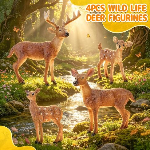 4PCS White Tailed Deer Figurines, Wild Animals Deer Toys for Kids in Saudi Arabia