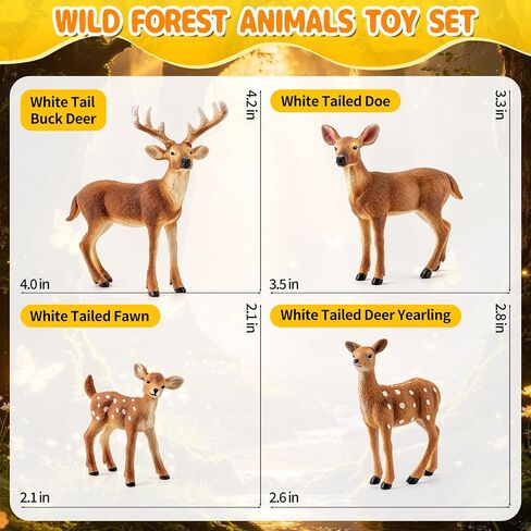 4PCS White Tailed Deer Figurines, Wild Animals Deer Toys for Kids in Saudi Arabia