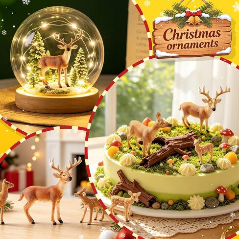 4PCS White Tailed Deer Figurines, Wild Animals Deer Toys for Kids in Saudi Arabia