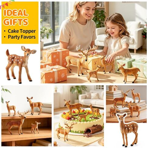 4PCS White Tailed Deer Figurines, Wild Animals Deer Toys for Kids in Saudi Arabia