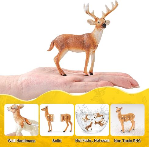 4PCS White Tailed Deer Figurines, Wild Animals Deer Toys for Kids in Saudi Arabia