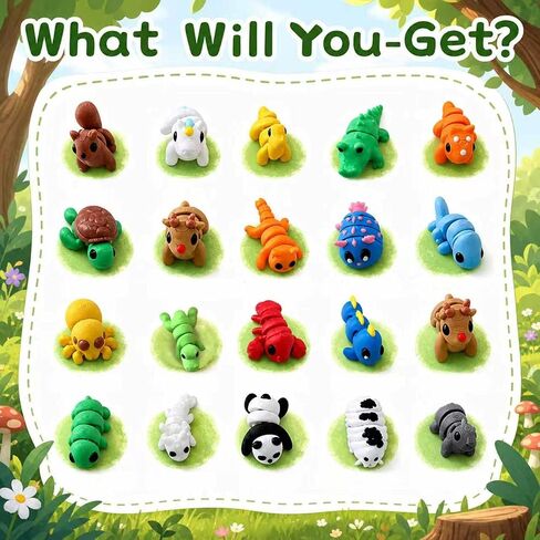 50PCS 3D Printed Animals Bulk, Mini Articulated Fidget Toys in Kuwait