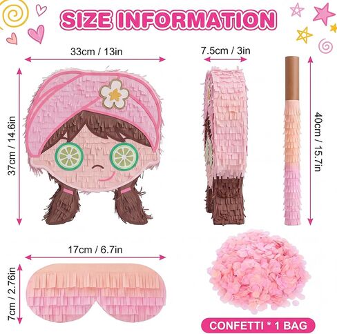 3 Pcs Spa Piñata for Girls with Stick and Blindfold in Kuwait