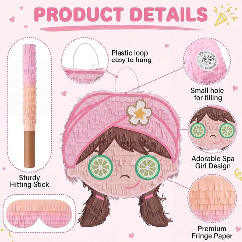 3 Pcs Spa Piñata for Girls with Stick and Blindfold in Kuwait