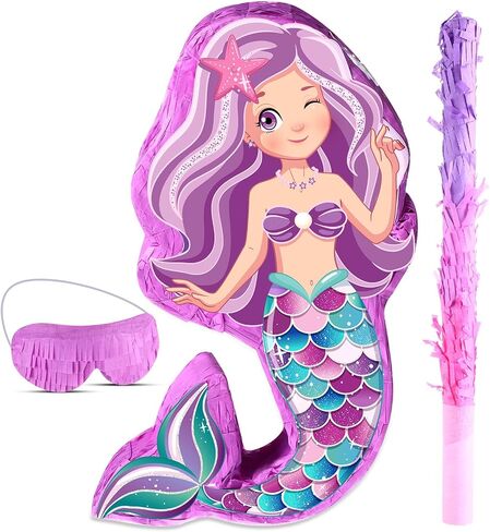 Mermaid Piñata Bundle, 18.9 Inch with Blindfold Bat in Kuwait