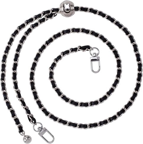 Joez Wonderful 1pc Gold Purse Chain Strap with Black Leather, 48in in Kuwait
