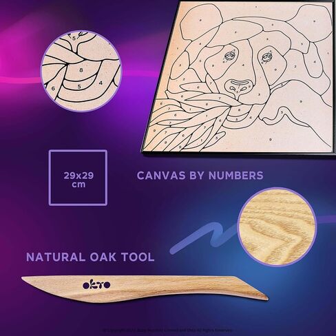 Okto Paint by Numbers for Children - Kid's Kit with Air Dry Clay, Unique 2D Wall Art, Sensory Canvas, Panda Themed, Framed Animal Kit for Age 5+ in Kuwait