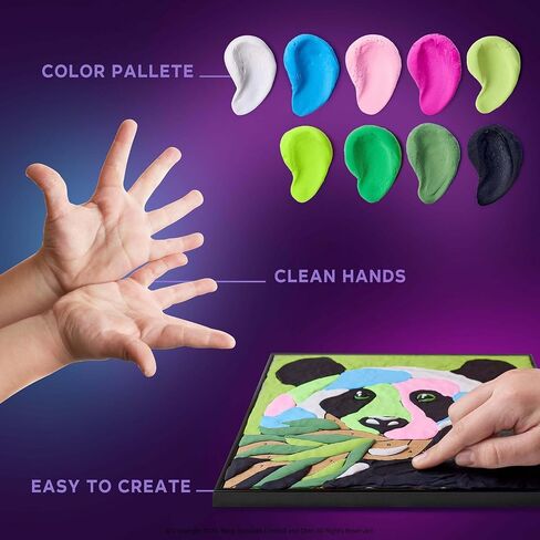 Okto Paint by Numbers for Children - Kid's Kit with Air Dry Clay, Unique 2D Wall Art, Sensory Canvas, Panda Themed, Framed Animal Kit for Age 5+ in Kuwait