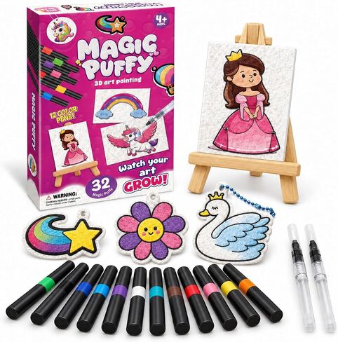 Hugrow Magic Puffy Paint Kit for Kids, 32 Foam Pieces, 3D Mess Free Craft in Kuwait