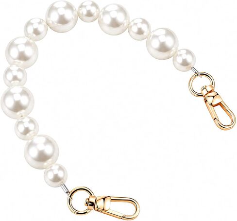 Pearl Purse Chain, 13.8 Inch Pearl Bag Charm Handbag Decoration Chain with Lobster Buckle Bag Extender Chains Purse Straps Replacement Beaded Strap for Handbags in Kuwait