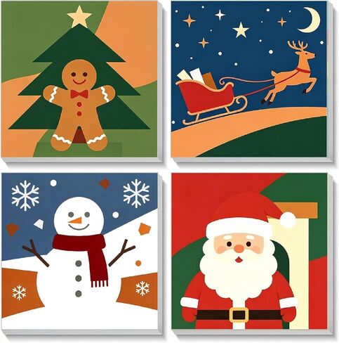 KYOQFVN 4 Pack Christmas Framed Paint by Number for Kids with, Deer Framed Paint by Numbers for Kids Ages 4-8-12, DIY Acrylic Oil Painting Kits for Home Wall Decor 8×8inch in Saudi Arabia