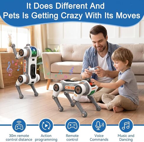 Smart Robot Dog for Kids - Interactive STEM Pet Puppy Robotic Toy with Voice & 2.4 GHz Remote Control, 30+ Actions & Programmable Play, 30m Range, Durable & Safe for Age 3+ Birthday Gifts in Kuwait