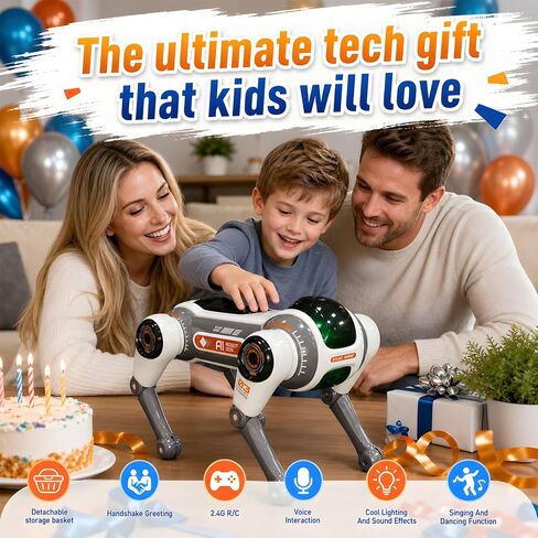 Smart Robot Dog for Kids - Interactive STEM Pet Puppy Robotic Toy with Voice & 2.4 GHz Remote Control, 30+ Actions & Programmable Play, 30m Range, Durable & Safe for Age 3+ Birthday Gifts in Kuwait