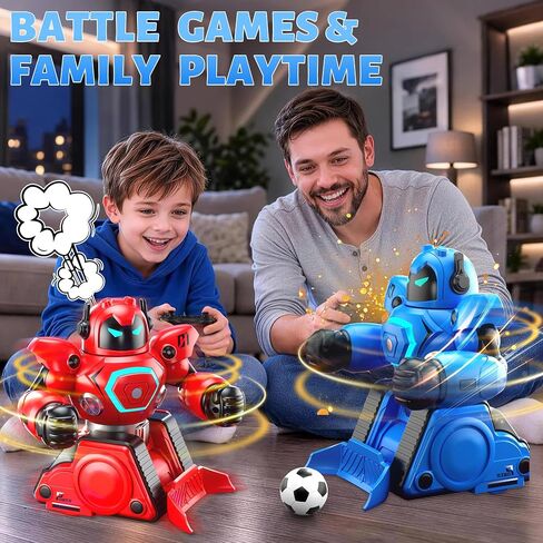 2-Pack Remote Control Fighting Robot Battle Bots Toys, RC Ejecting Battle Robot with Sound & Light, Soccer Game Mode, Christmas Birthday Gifts for Age 6 7 8 9 10 11 12+ Year Old Kids Boys in Kuwait