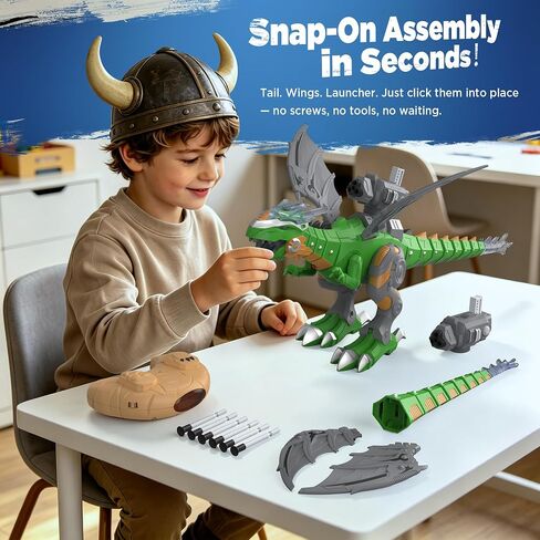 Remote Control Robot Dinosaur Toy with Mist Spray & Roaring Sound, 2.4Ghz Mech Dino Walking RC Toys with Manual Dart Launcher, Cool Best Gifts for Boys Girls Ages 3 4 5 6 7 8 in Kuwait