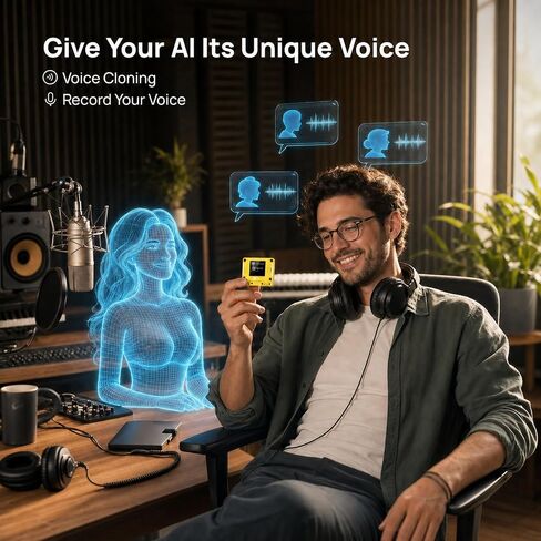 AIPI Lite AI Robot Companion, Custom Character, Voice Cloing, Knowledge Base Support, ChatGPT Powered AI Desk Robot (Yellow) in Kuwait
