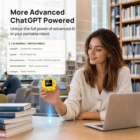 AIPI Lite AI Robot Companion, Custom Character, Voice Cloing, Knowledge Base Support, ChatGPT Powered AI Desk Robot (Yellow) in Kuwait