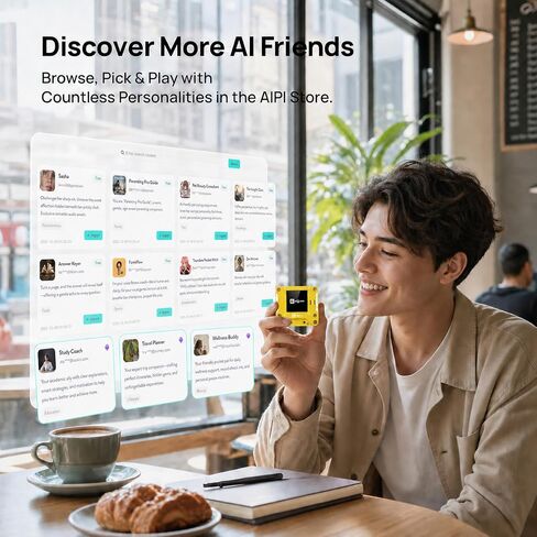AIPI Lite AI Robot Companion, Custom Character, Voice Cloing, Knowledge Base Support, ChatGPT Powered AI Desk Robot (Yellow) in Kuwait