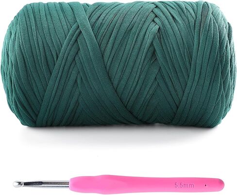 2 Pack T-Shirt Yarn for Crochet - 800 g/260 yds Elastic Fabric T-Shirt Yarn with 1 Crochet Hook (2, Black) in Kuwait