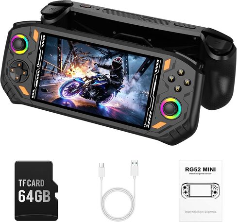 RG56PRO Retro Handheld Game Console, 5.5 Inch IPS HD Screen, Portable Dual System, 64GB Support 30+ Emulators & 22000+ Games, WiFi Multiplayer, HDMI Output, 5000mAh Battery (Black 64GB) in Kuwait