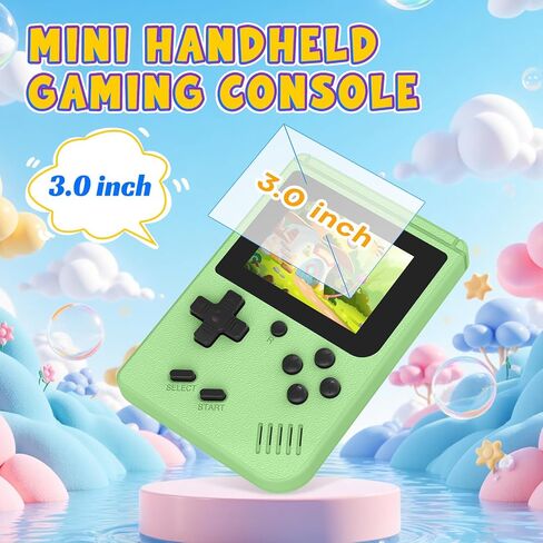 3.0 Inch IPS Screen with Mini Handheld Game Console, Built-in 400 Games, 1020mAh Rechargeable Battery Pocket Player Travel Games Arcade, Light Green in Kuwait