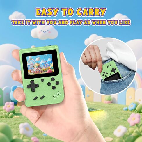 3.0 Inch IPS Screen with Mini Handheld Game Console, Built-in 400 Games, 1020mAh Rechargeable Battery Pocket Player Travel Games Arcade, Light Green in Kuwait
