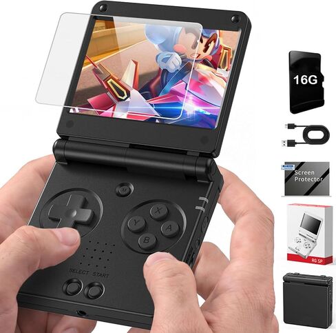 RG SP Flip Retro Handheld Game Console RGSP 3.4'' IPS Portable Game Console Linux 16GB RG SP Supports 5G WiFi Bluetooth HDMI 30+ Simulators 3300mAh Multiplayer NO Preloaded Games in Saudi Arabia