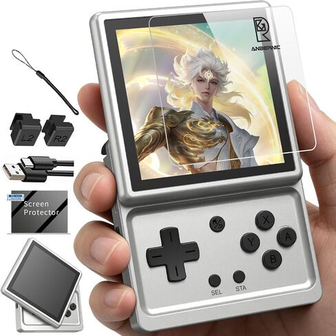 RG Rotate Retro Handheld Game Console, 3.5" Swivel Screen Android Portable Player, Unisoc T618 Chip 3GB+32GB, 2000mAh Battery, Aluminum Alloy + Plastic (Anbernic RG Rotate-Polar Black-NEW) in Saudi Arabia