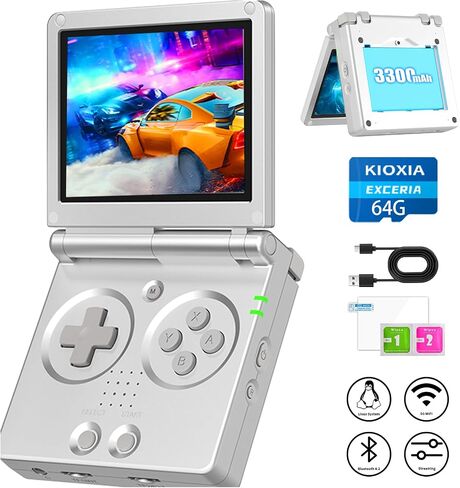 RG35XXSP Portable Flip Retro Handheld Game Console RG35XX SP Flip Game Console Linux System 3.5 '' IPS Screen 64G Preloaded 5532 Games RG 35XXSP Support HDMI TV Output 5G WiFi Bluetooth 4.2 Green in Kuwait