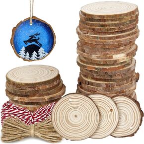 2.4-2.8IN Natural Wood Slices with Jute Twine for DIY Ornaments (50) in Kuwait