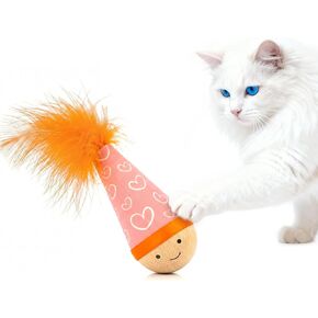 Lulu's world Solid Wood Wobbler Cat Toy with Catnip for Cats,Feather Style in Kuwait