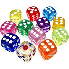 16mm Colored Translucent D6 Polyhedral Dice Set, 12 Pieces，Pink in Kuwait