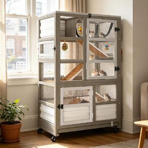Ketive 5-Tier Wooden Chinchilla Guinea Pig Cage on Wheels in Kuwait