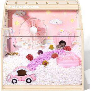 39" Large Hamster Cage with Clear Background, Wooden Gerbil Cage in Kuwait