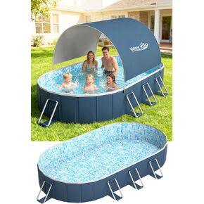 Foldable Pool with Canopy,10FT NonInflatable Above Ground Swimming Pools in Kuwait