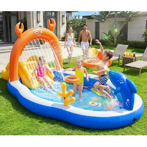 2026 Large Inflatable Play Center,Toddler Pool with Slide&Sprinkler in Kuwait