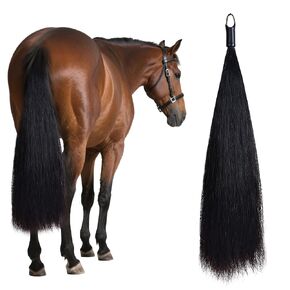Natural Black Real Horse Tail Extensions - 28-30" Length, 4/8 lb Weight with Braided Horsehair Loop in Kuwait